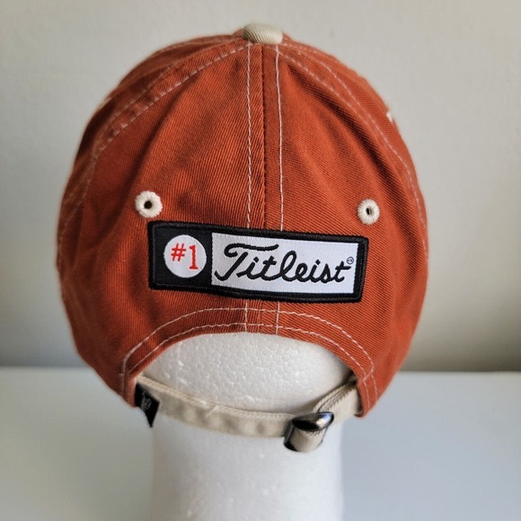 Titleist FootJoy FJ Golf Strapback Hat Cap Logo Orange Tan Adjustable Men‎ Texas - Picture 4 of 11